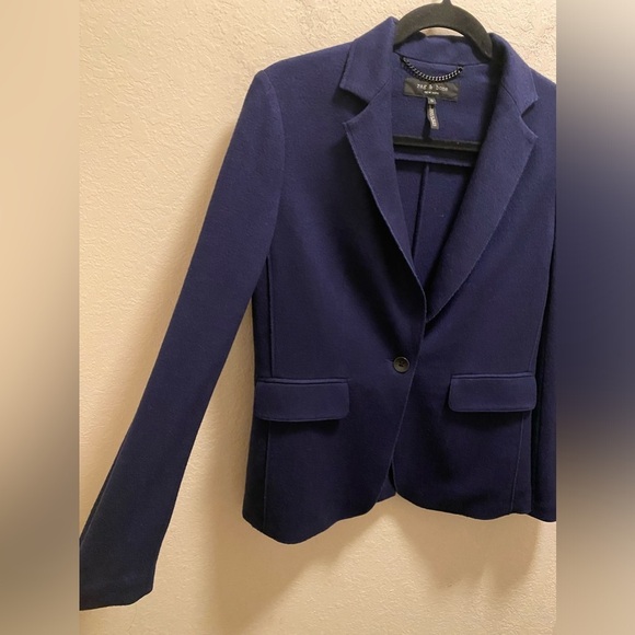 Rag & Bone Blue Wool Club Jacket Blazer Size 0 In Bright Blue - Picture 7 of 12